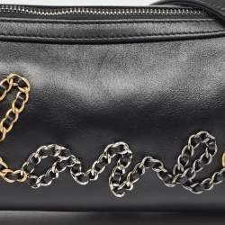 Pre Owned Chanel  Black Leather Chain Signature Bowler Bag