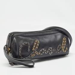 Pre Owned Chanel  Black Leather Chain Signature Bowler Bag