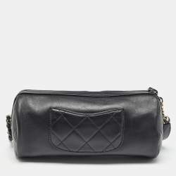 Pre Owned Chanel  Black Leather Chain Signature Bowler Bag