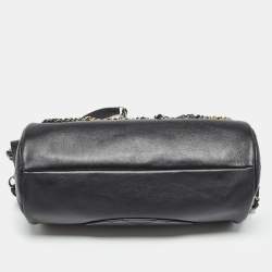 Pre Owned Chanel  Black Leather Chain Signature Bowler Bag
