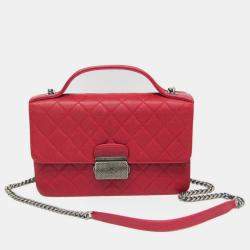 Chanel Red Quilted Goatskin Medium CC University Flap Bag 