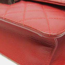 Chanel Red Quilted Goatskin Medium CC University Flap Bag 