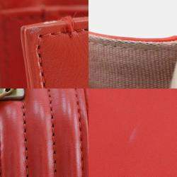 Pre Owned Chanel Red Leather Small Boy Shoulder Bag