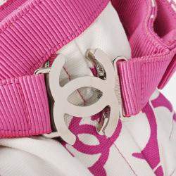 Chanel Pink/White Canvas Coco Beach Backpack