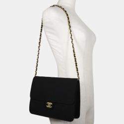Chanel Black Fabric Flap Bag Shoulder Bag