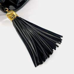 Chanel Black Patent Leather Fringe Tassel Flap Bag