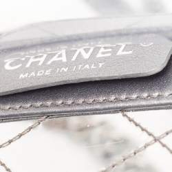 Pre Owned Chanel Grey/Clear Quilted PVC and Leather Small Boy Flap Bag