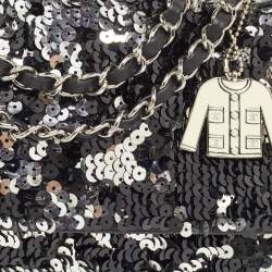 Pre Owned Chanel Black/Silver Sequins Flap Bag