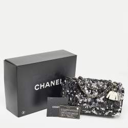 Pre Owned Chanel Black/Silver Sequins Flap Bag