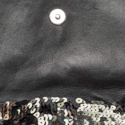 Pre Owned Chanel Black/Silver Sequins Flap Bag