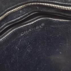Pre Owned Chanel Black Quilted Caviar Leather Medallion Tote