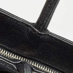 Pre Owned Chanel Black Quilted Caviar Leather Medallion Tote
