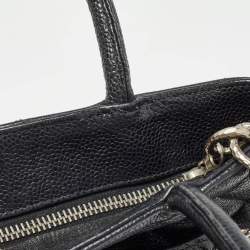 Pre Owned Chanel Black Quilted Caviar Leather Medallion Tote