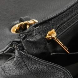 Pre Owned Chanel Black Quilted Caviar Leather Maxi Classic Single Flap Bag