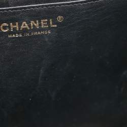 Pre Owned Chanel Black Quilted Caviar Leather Maxi Classic Single Flap Bag