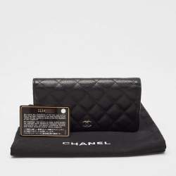 Chanel Black Quilted Caviar Leather L Yen Continental Wallet