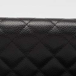 Chanel Black Quilted Caviar Leather L Yen Continental Wallet