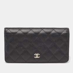 Chanel Black Quilted Caviar Leather L Yen Continental Wallet