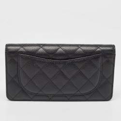 Chanel Black Quilted Caviar Leather L Yen Continental Wallet