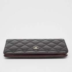 Chanel Black Quilted Caviar Leather L Yen Continental Wallet