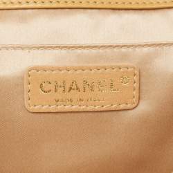Pre Owned Chanel Gold Quilted Patent Leather Medium Madison Flap Bag