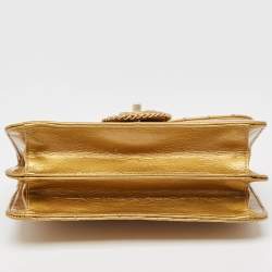 Pre Owned Chanel Gold Quilted Patent Leather Medium Madison Flap Bag
