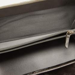 Chanel Silver Leather CC Bow Zip Around Wallet Organizer
