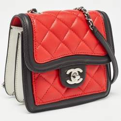 Pre Owned Chanel Tricolor Quilted Leather Mini Graphic Flap Bag