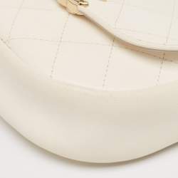 Pre Owned Chanel Cream Quilted Leather Casual Trip Messenger Bag