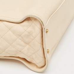 Pre Owned Chanel Beige Caviar Leather Reissue Large Shopper Tote