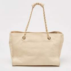 Pre Owned Chanel Beige Caviar Leather Reissue Large Shopper Tote