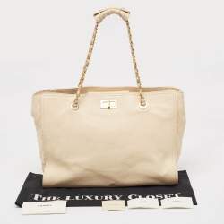 Pre Owned Chanel Beige Caviar Leather Reissue Large Shopper Tote