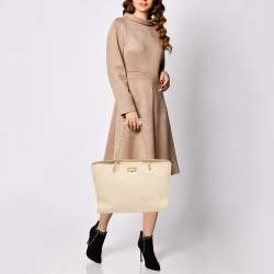 Pre Owned Chanel Beige Caviar Leather Reissue Large Shopper Tote