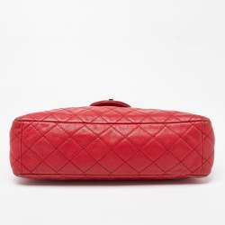 Pre Owned Chanel Red Quilted Leather Maxi Classic Single Flap Bag
