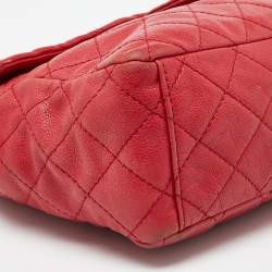 Pre Owned Chanel Red Quilted Leather Maxi Classic Single Flap Bag