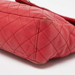 Pre Owned Chanel Red Quilted Leather Maxi Classic Single Flap Bag