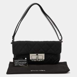 Pre Owned Chanel Black Nylon and Leather Giant Reissue Flap Shoulder Bag