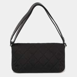 Pre Owned Chanel Black Nylon and Leather Giant Reissue Flap Shoulder Bag