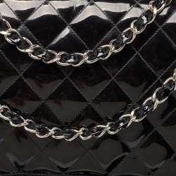Pre Owned Chanel Black Quilted Patent Leather Maxi Classic Single Flap Bag