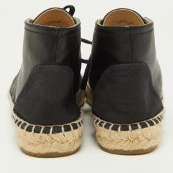 Pre Owned Chanel Leather and Canvas Cap High Top Espadrilles Size 39