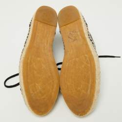 Pre Owned Chanel Leather and Canvas Cap High Top Espadrilles Size 39