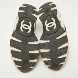 Pre Owned Chanel Tricolor Suede, Leather and Mesh CC Low Top Sneakers Size 38