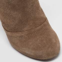 Chanel Brown Suede CC Logo Ankle Boots Size 41