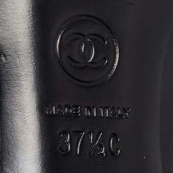 Pre Owned Chanel Black Leather Peep Toe Pumps Size 37.5