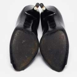 Pre Owned Chanel Black Leather Peep Toe Pumps Size 37.5
