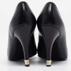 Pre Owned Chanel Black Leather Peep Toe Pumps Size 37.5