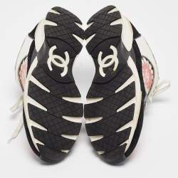 Pre Owned Chanel Multicolor Printed Coated Canvas and Suede CC Low Top Sneakers Size 38