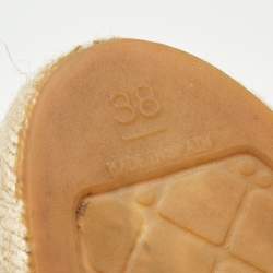 Pre Owned Chanel Blue Leather CC Espadrille Flats Size 38