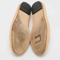 Chanel Beige/White Leather CC Smoking Slippers Size 39.5