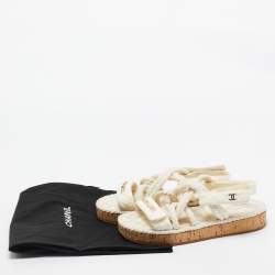 Chanel Cream Leather and Rope Dad Sandals Size 37